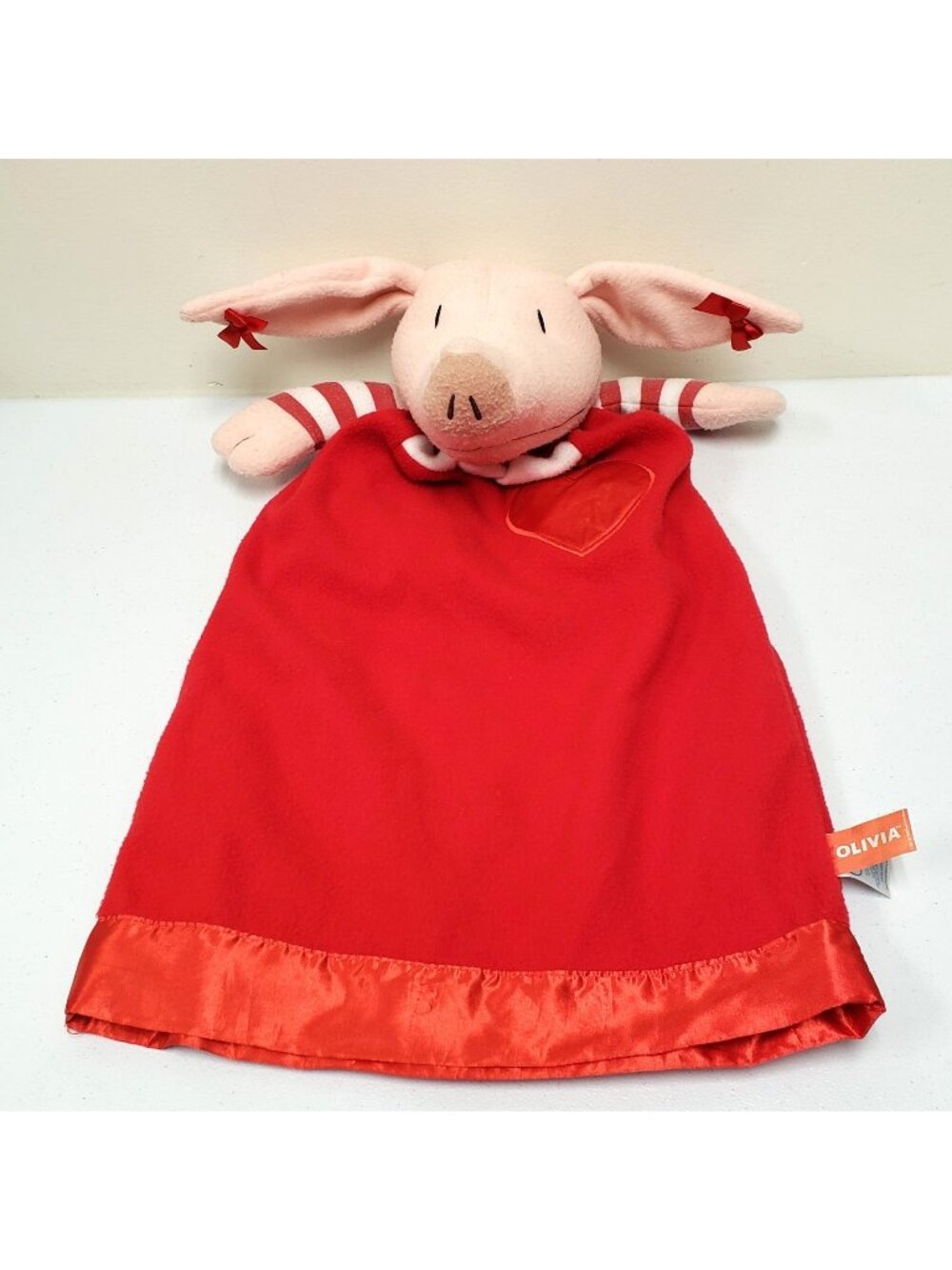 Large Olivia Pig Lovie Heart Lovey 24" Security Blanket Komet Creations Plush